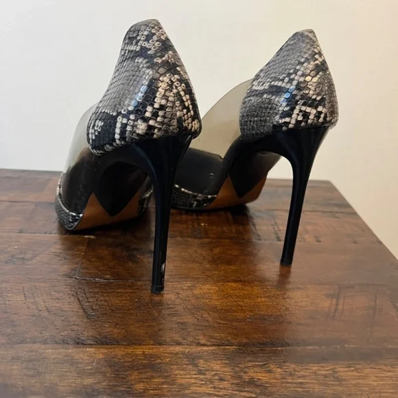 Zara Animal Print and Sheer Pointed Toe Heel Size 10.5 - Picture 6 of 10